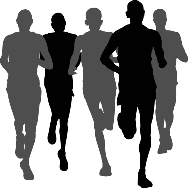 Marathon Runners Running Group Artwork Vector — Stock Vector