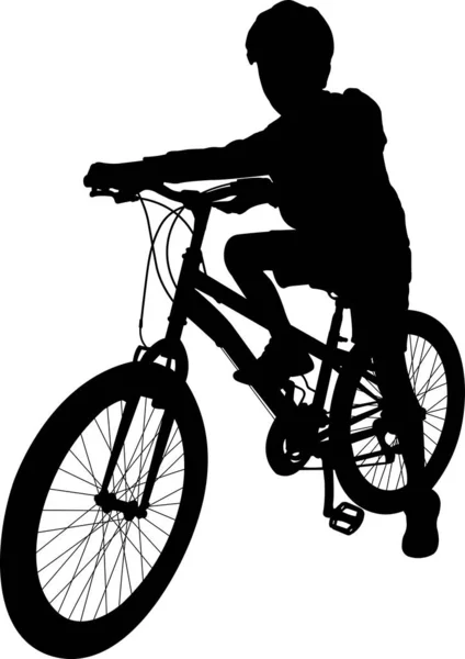Bisikletli Okul Çocuğu Vektör Çizimi — Stok Vektör