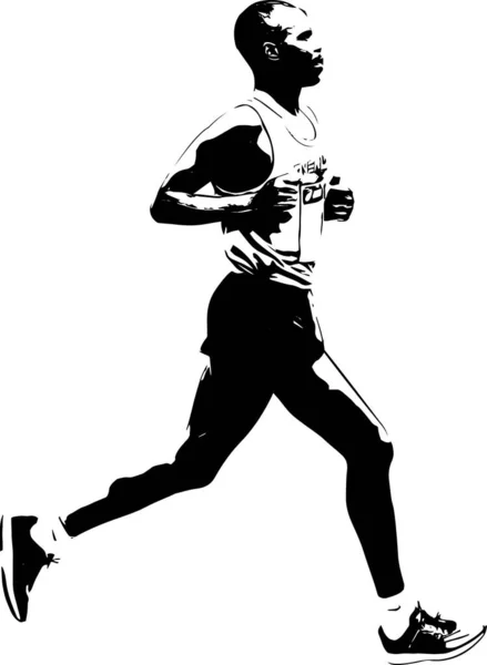 Maratona Corredor Esboço Silhueta Vetor — Vetor de Stock
