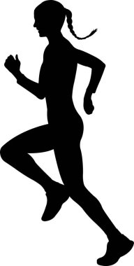 Genç ve çekici bir kadının silueti koşu vektörü