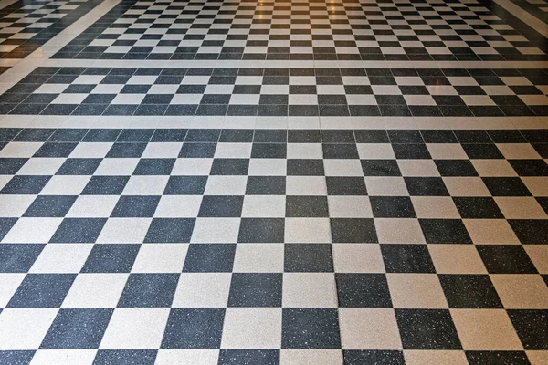 Black White Checkered Square Floor Tiles — Stock Photo, Image