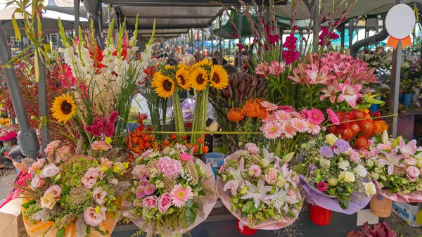 Fancy Bouquets Florist Market Stall Autumn — Stock Photo, Image