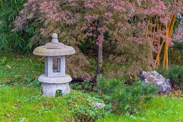 Stone Lantern Japanese Garden Autumn Day — Stock Photo, Image