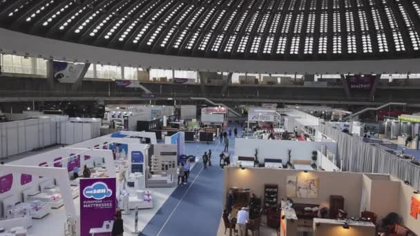 Belgrad Serbien November 2022 Inredningsutrustning Inredning Utställning Fair Hall Panorama — Stockvideo