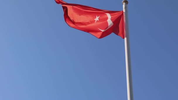 Turecká Republika Národní Vlajka Země Slunečný Den — Stock video