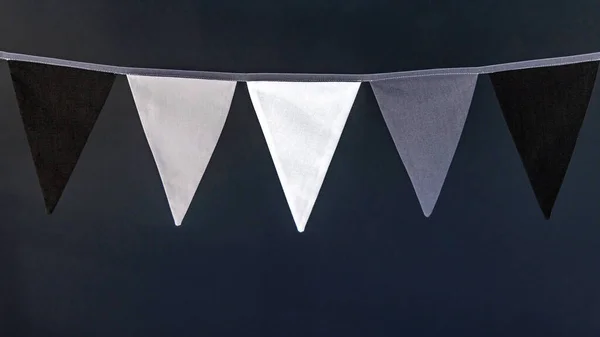 Grayscale Banderas Triangulares Gráficos Copiar Espacio Negro Gris Blanco — Foto de Stock