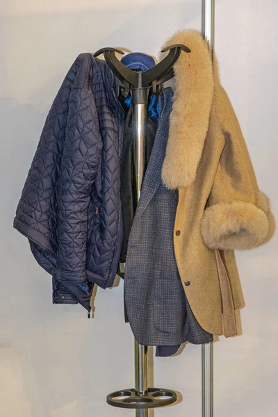 Winter Clothing Jackets Coats Coat Stand — Stock Photo, Image