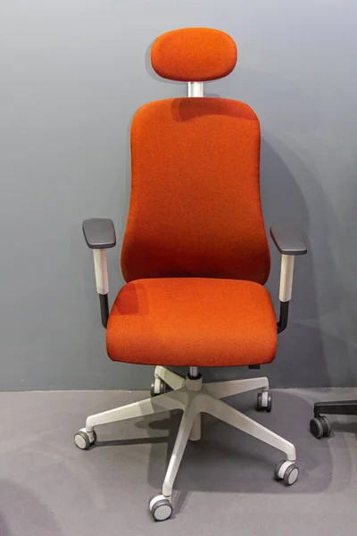 Terracotta Red Textile Modern Office Chair With Headrest