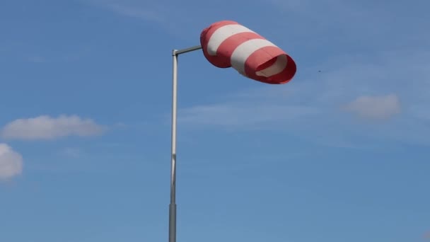 Windsock Cone Tube Wind Speed Direction Vane Pole — Stock Video