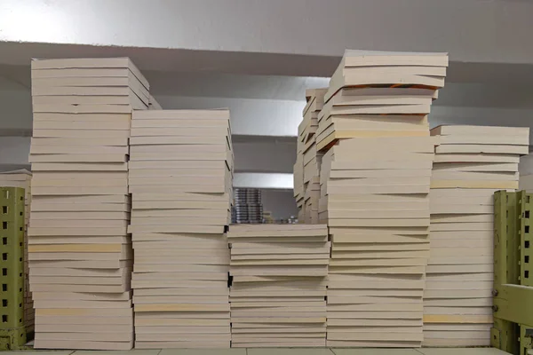 New Books Stack Shelf Storage Room Warehouse — Stock Photo, Image