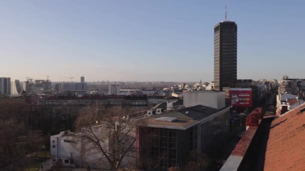 Belgrad Serbien Februari 2022 Skyskrapa Beogradjanka Jugoslaviska Drama Theatre Park — Stockvideo