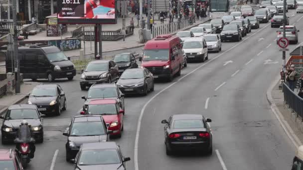 Belgrado Servië Maart 2022 Traffic Jam Rush Hour Old Town — Stockvideo