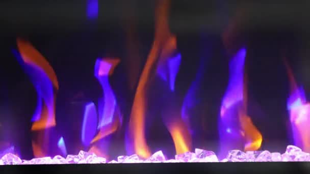 Efectos Fuego Llamas Azules Frías Decoración Del Hogar Chimenea Eléctrica — Vídeos de Stock