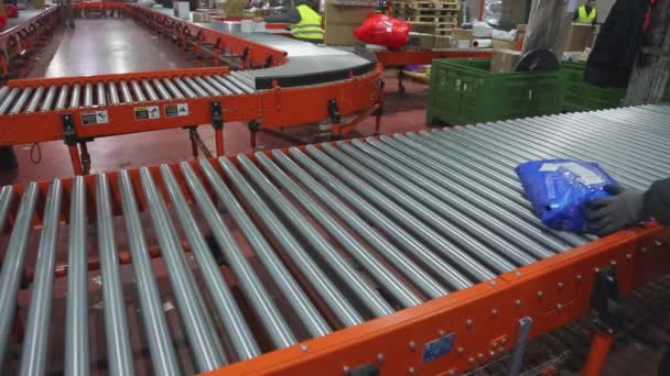 Skrzynki Paczek Conveyer Distribution Depot Shipping Company — Wideo stockowe