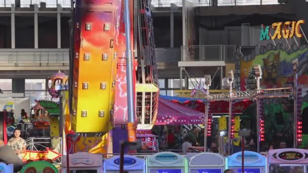 Belgrade Serbia December 2022 Double Pendulum Kamikaze Amusement Park Thrill — Stock Video