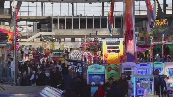 Belgrade Serbia December 2022 Panoramic View Amusement Park Big Exhibition — Stock Video