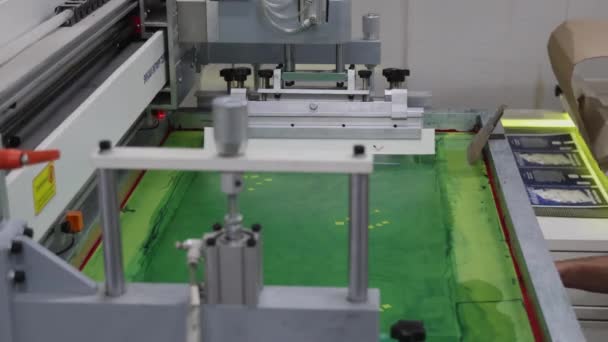 Silk Screen Print Machine Printing Office Works Production — Vídeos de Stock