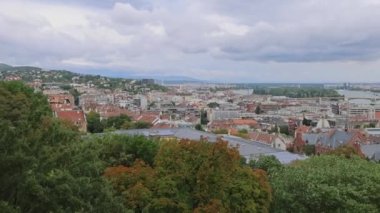 Budapest, Hungary - July 31, 2022: North View of Margit Sziget Island in the Middle of Danube River Cityscape Summer Panorama.