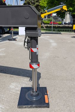 Hydraulic Leg Support at Mobile Crane Construction Site