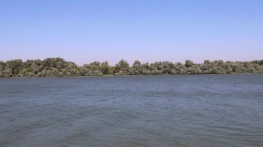 Wide Blue Danube River Coast in Serbia Nature Landscape Panorama
