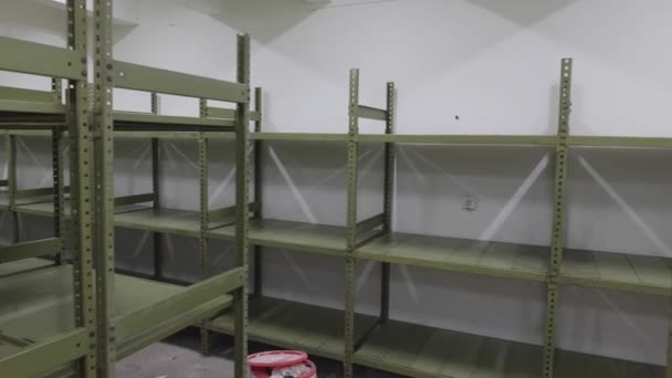 Empty Green Shelving System Storage Room Warehouse Pan — Stok video