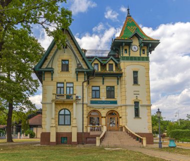 Palic, Serbia - August 01, 2022: Vila Lujza Lodging Suites Upmarket Guesthouse at Lake Front.