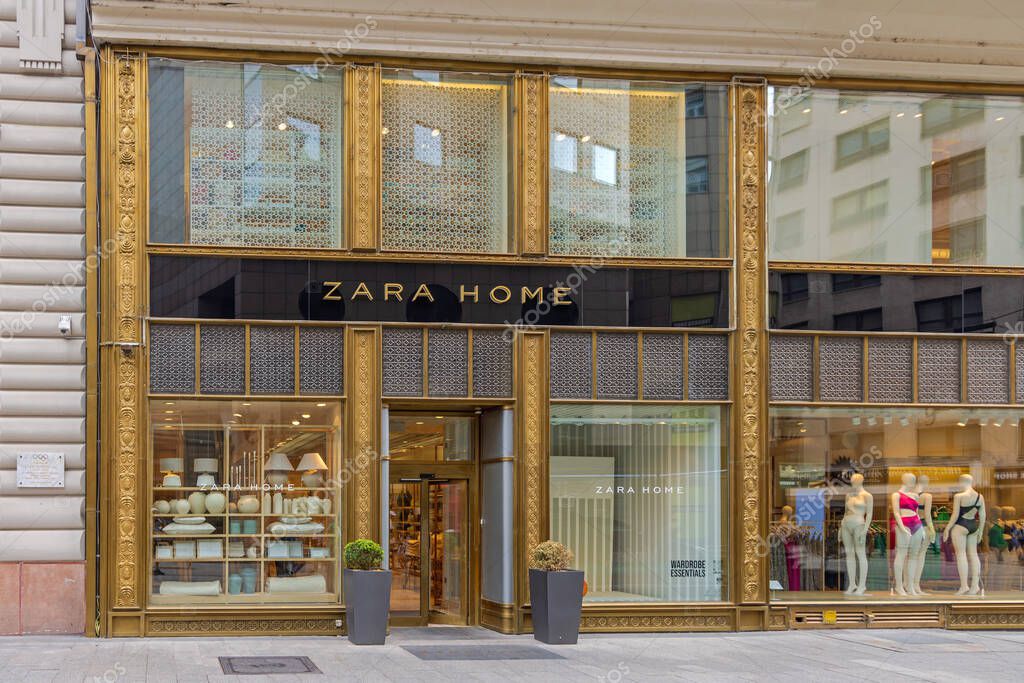 Budapest, Hungary - July 31, 2022: Zara Home Goods Textile Shop at Fashion  Street in Capital City Centre. 2023