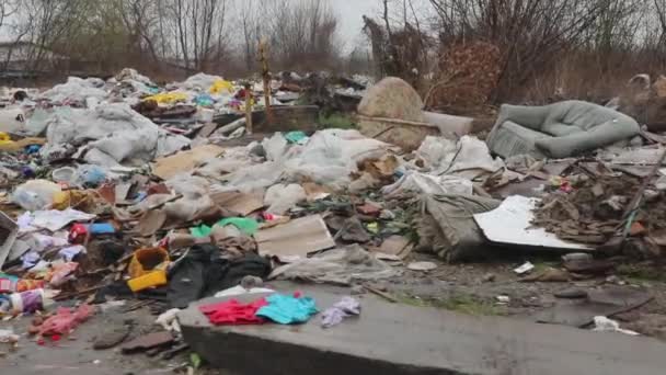 Driving Illegal Dumping Site Side Road Environmental Pollution Problems — Stockvideo