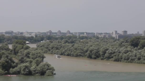 Μεγάλο Πολεμικό Νησί Μεταξύ Ποταμών Σάββα Και Δούναβη Καλοκαιρινό Πανόραμα — Αρχείο Βίντεο