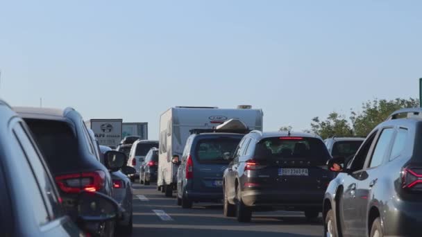Nis Serbia August 2022 Highway Travel Road Traffic Congestion Summer — Stockvideo