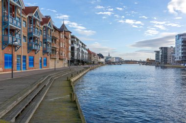 Fredrikstad Norveç 'teki Kanal Yürüme Yolunda Sonbahar Günü