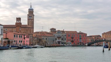 Calm Water at Canal in Murano Island Venice Italy Winter Day