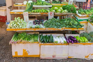 Hong Kong çiftçi pazarda taze sebze