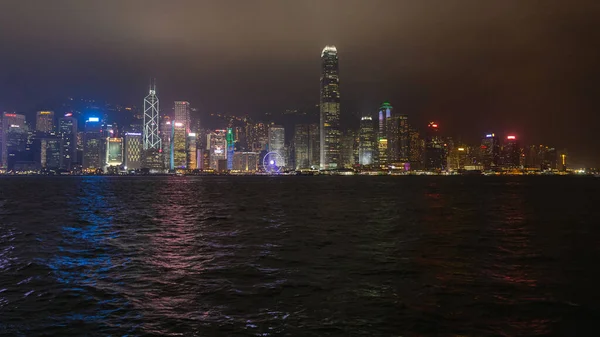 Hong Kong China Abril 2017 Vista Noturna Paisagem Urbana Sobre — Fotografia de Stock
