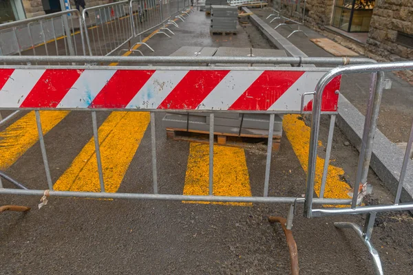Closed Street Road Works Construction Barrier City — Foto Stock
