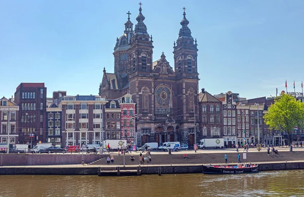 荷兰阿姆斯特丹 2018年5月14日 城市圣尼古拉斯大天主教堂 — 图库照片