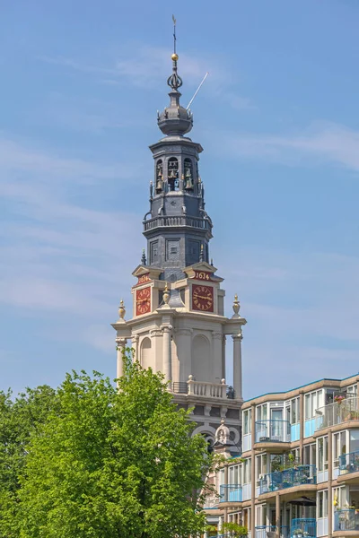 Шпиль Колокольни Южной Церкви Зуйдеркерк Амстердаме Нидерланды — стоковое фото