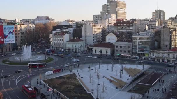 Belgrád Szerbia 2022 Február Zoom Hashtag Beograd Cirill Betűk Slavija — Stock videók