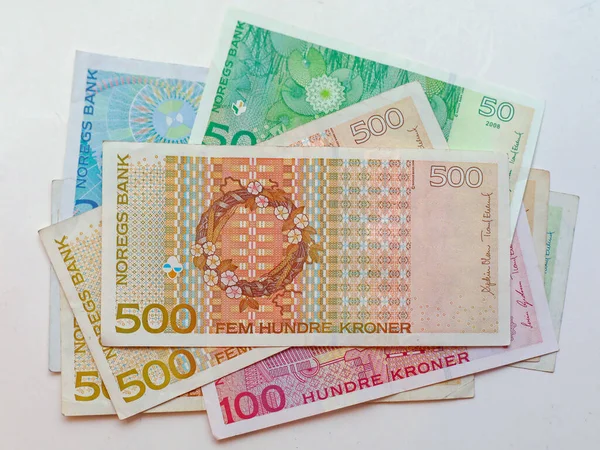 Oslo Norway 2017 Norwegian Krone Paper Banknotes Currency Money Table — 스톡 사진