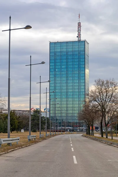 Belgrado Sérvia Fevereiro 2017 Usce Tower Skyscraper Office Building Landmark — Fotografia de Stock