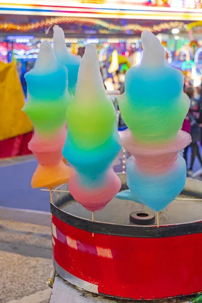Rainbow Cotton Candy Floss Сайті Fun Fair Carnival — стокове фото