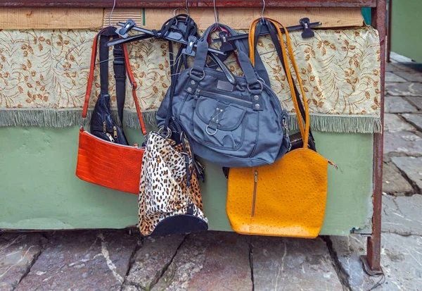 Animal Print Leather Bags Fashion Accessories Flea Market — 스톡 사진