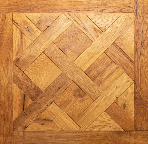正方形の形状木製の寄木細工床幾何学的なタイル — ストック写真