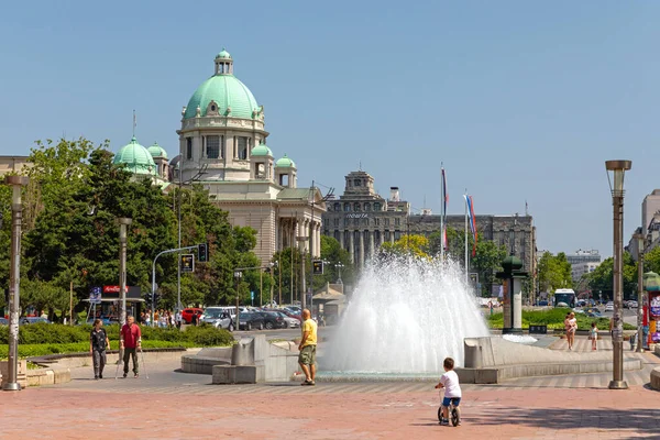 Belgrado Sérvia Junho 2019 Edifício Governo Parlamento Dia Ensolarado Verão — Fotografia de Stock