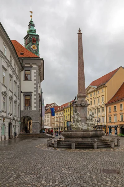 Lublaň Slovinsko Listopadu 2019 Památník Fontány Robba Mestním Náměstí Centru — Stock fotografie