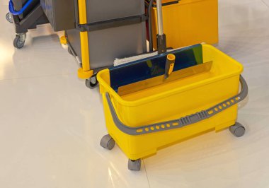 Temizlikçi Dokunma Yok Mikrofiber Paspas Kovası Tekerlekli