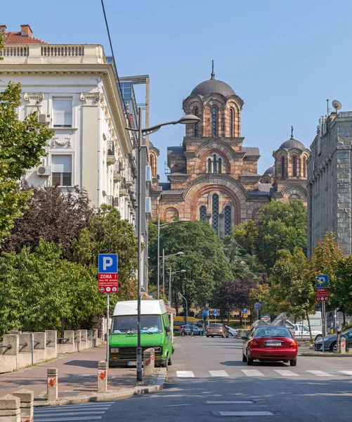 Belgrado Servië Augustus 2017 Sint Marken Servisch Orthodoxe Kerk Het — Stockfoto