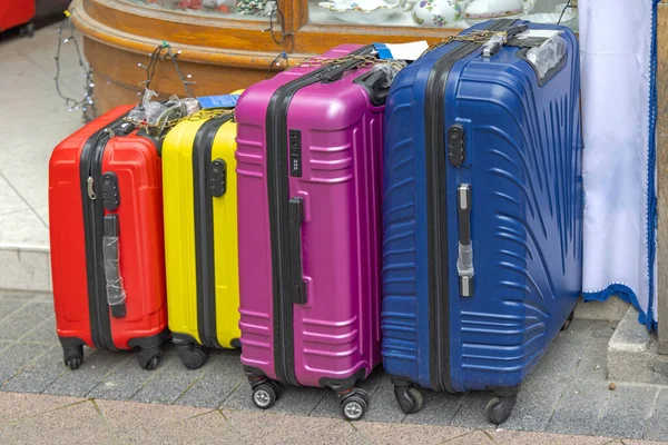 Nowy Kolorowy Four Wheeled Spinner Hard Shell Bagaż — Zdjęcie stockowe