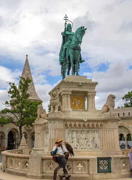 Budapest Hongrie Juillet 2022 Statue Équestre Saint Stephen Bastion Des — Photo