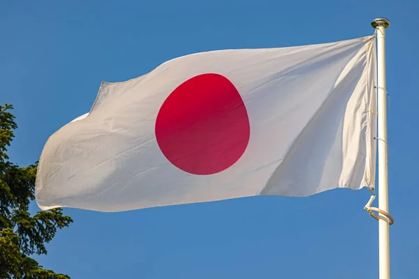 Bandera Nacional Japón Nisshoki Blue Sky —  Fotos de Stock